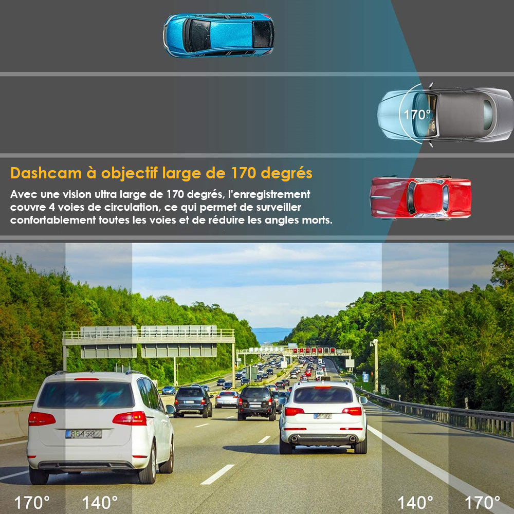 Dashcam voiture avec angle 170°