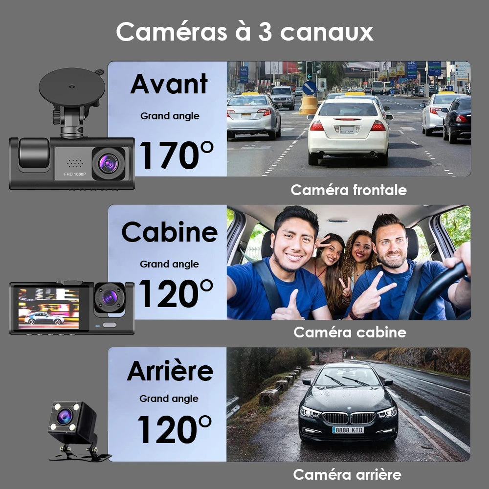 Dashcam rétroviseur avec large vision