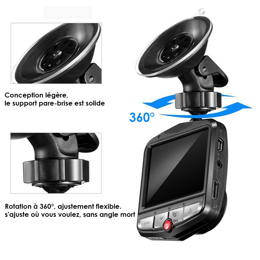 Dashcam voiture HD 1080p rotatif