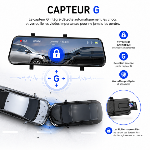 Dashcam Rétroviseur 2.5K WiFi avec Écran Tactile 10