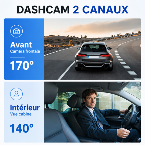 Dashcam Voiture Avant + Intérieur WiFi Full HD 1080P
