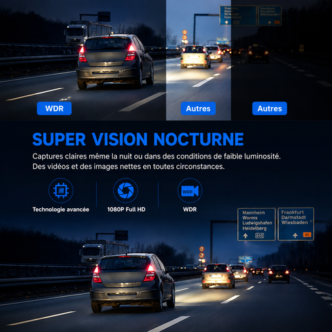 Dashcam Voiture WiFi 4 Canaux 1080P avec Vision 360°