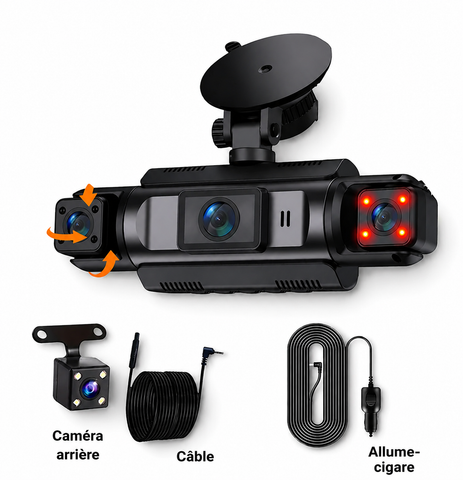 Dashcam Voiture WiFi 4 Canaux 1080P avec Vision 360°
