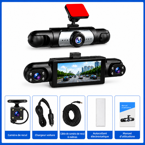 Dashcam Voiture 4 Canaux 1080P 360° Avant Arrière Vision Nocturne