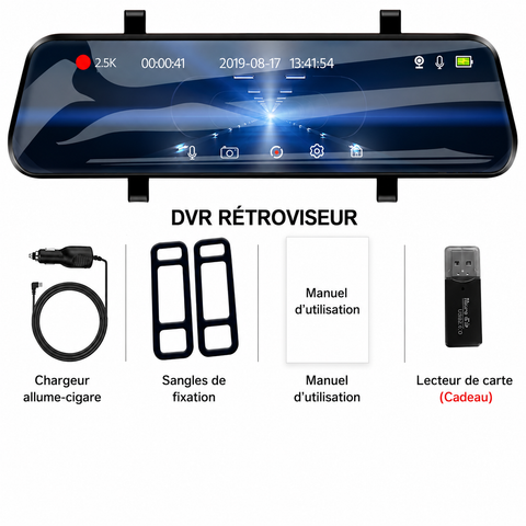 Dashcam Rétroviseur 2.5K WiFi avec Écran Tactile 10