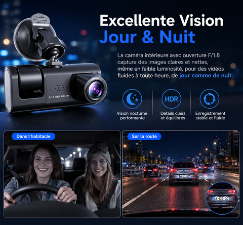 Dashcam Voiture 1080P avec Vision Nocturne
